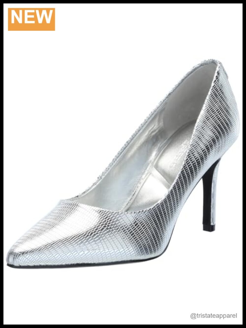 Snake Textured Stiletto Heel Dress Pump Faux Leather Pull-On